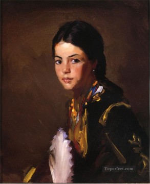 Retrato de niña segoviana Escuela Ashcan Robert Henri Pinturas al óleo